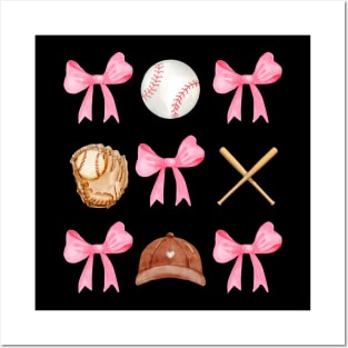 Baseball Coquette Bow Baseball Mama Baseball Mom Mothers Day Posters and Art